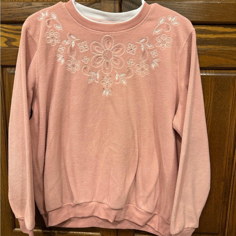 Madison Taylor Vintage Sweatshirt Fleece L Large Grandmacore Pink 90’s Soft